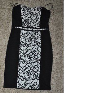 Womens Sheath Dress Love Culture Black White Medium Strapless Stretch Bodycon